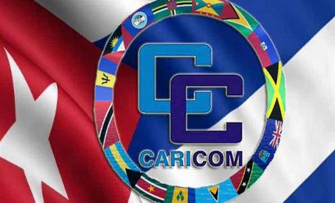 Flags of the CARICOM countries.