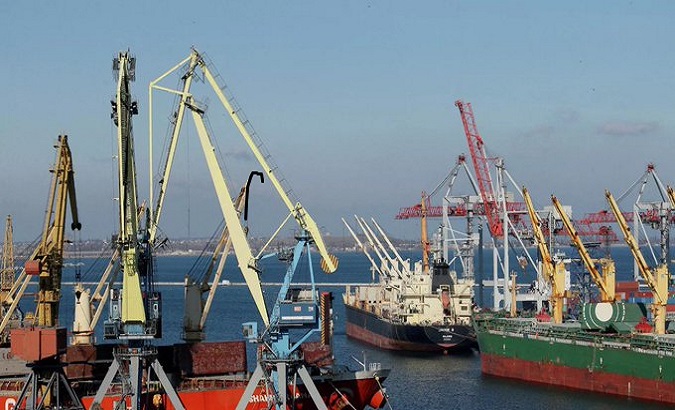 Cargo ships remain blocked due to Ukrainian mines on the Black Sea, May 13, 2022.