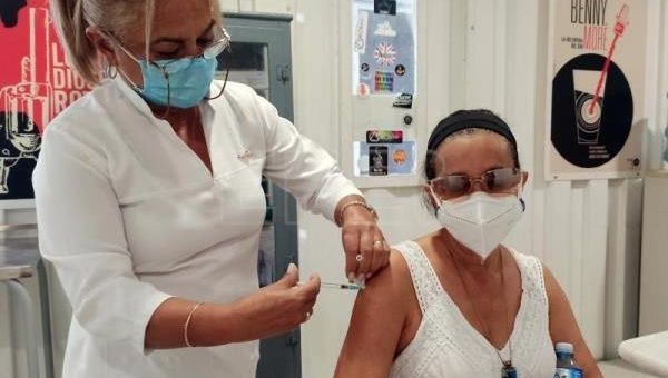 A woman receives the Cuban vaccine Abdala, in Havana, Cuba. 