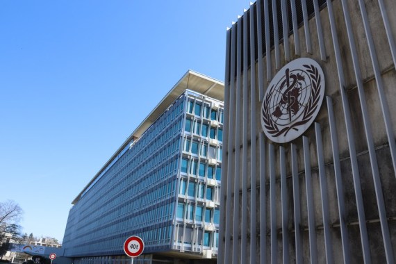 Photo taken on March 30, 2021 shows an exterior view of the World Health Organization (WHO) headquarters in Geneva, Switzerland.
