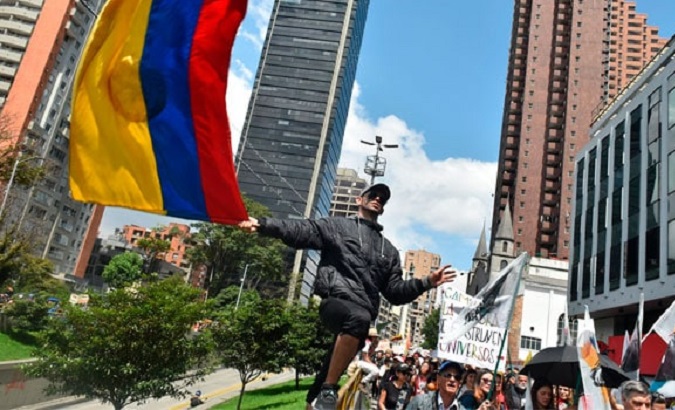 Citizens in a rally, Colombia.