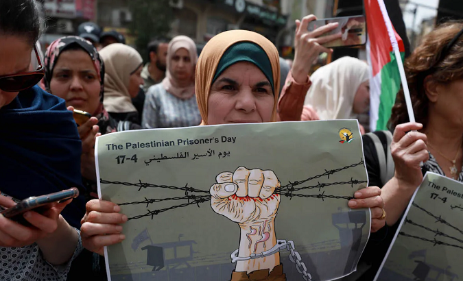 March for Palestinian Prisoners' Day in Ramallah, West Bank on 17 April 2022. May. 23, 2022.