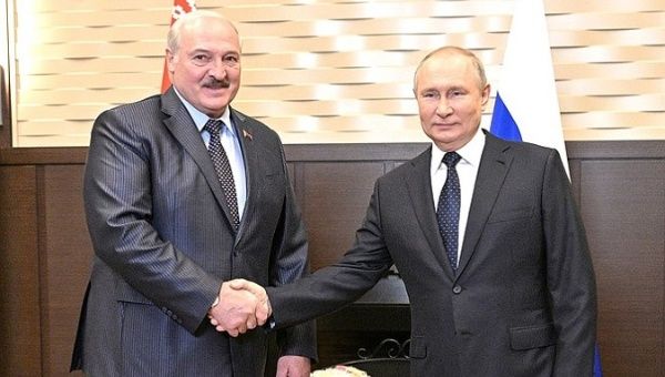 Russian President Vladimir Putin met with Belarusian President Alexander Lukashenko in Sochi. May. 23, 2022. 