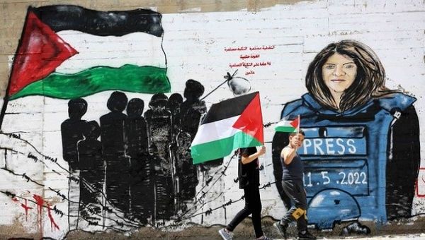 A mural for Shireen Abu Akleh in Bethlehem, May 16, 2022.