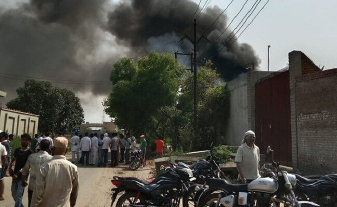Dozens of people killed and injured after a massive explosion at Chemical Factory in Hapur, Uttar Pradesh, India.