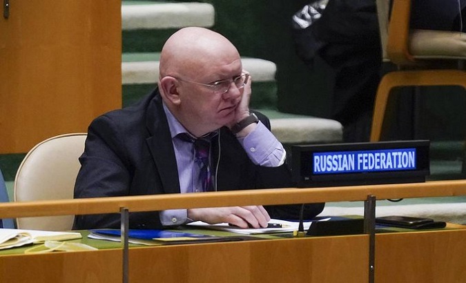 Russian representative to the UN left the room during the head of the European council's speech. Jun. 6, 2022.