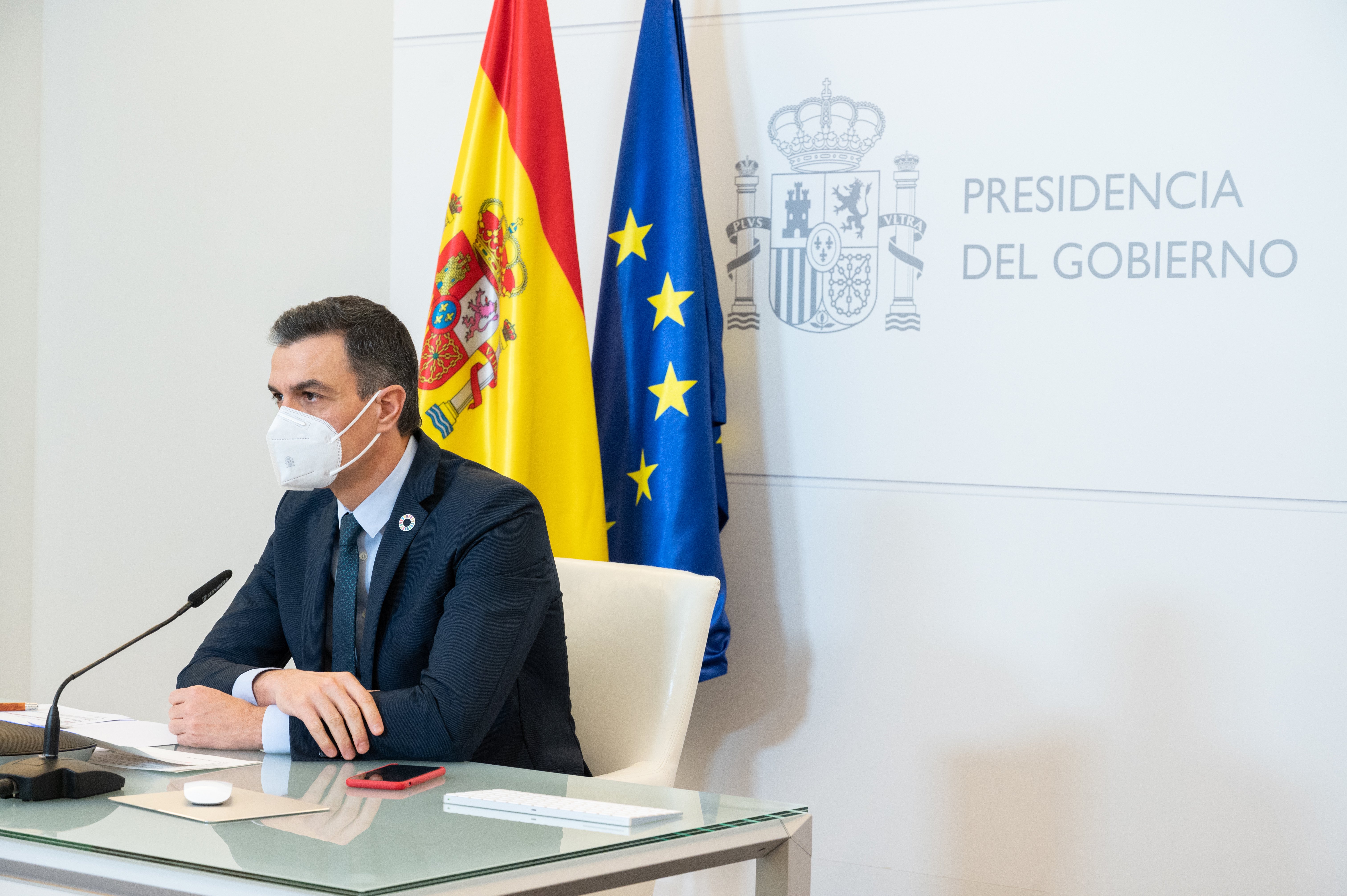 Spanish Prime Minister Pedro Sanchez participates in the virtual World Economic Forum (WEF) Davos Agenda meeting in Madrid, Spain