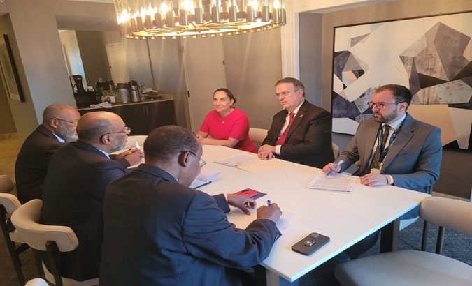 Mexican Foreign Minister Marcelo Ebrard held a meeting with Haitian Prime Minister Ariel Henry to strengthen ties of friendship and international cooperation with the Caribbean nation. Jun. 9, 2022.