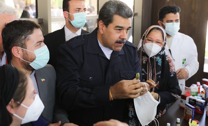 Venezuelan President Nicolas Maduro (C) at the Pardis Technology Park, Iran, June 13, 2022