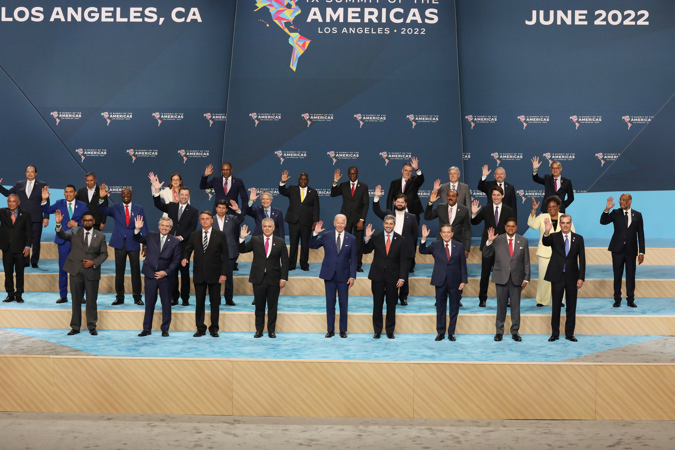 US President Joe Biden (C), and other world leaders of the Americas took part in a 'Family Photo' at the IX Summit of the Americas in Los Angeles, California, USA, 10 June 2022.