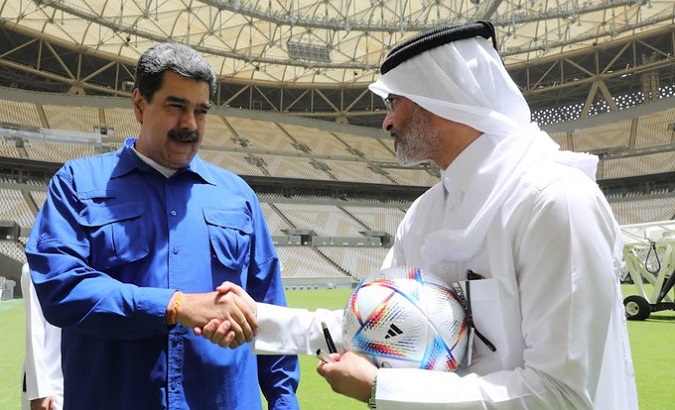 President Nicolas Maduro at the Lusail Stadium, Doha, Qatar, June 16, 2022.