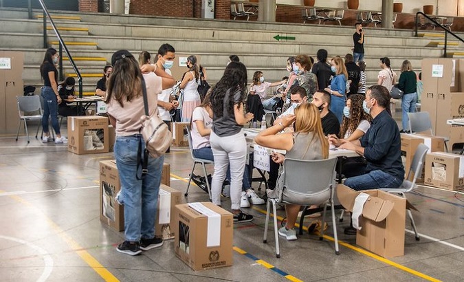Voting site during the first round of the Colombian presidential elections, May 29, 2022.
