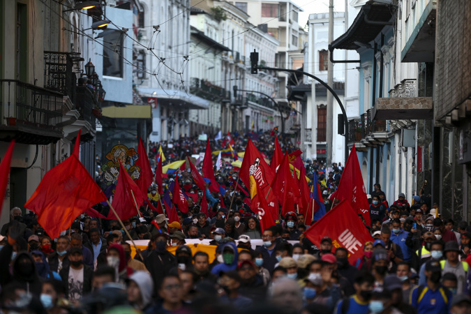 Thousands of people demonstrate against the Government of Guillermo Lasso, in Quito (Ecuador).