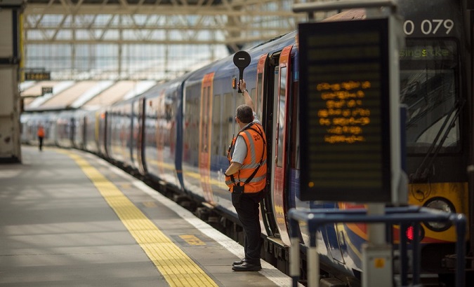 A train gets ready to leave Waterloo Station, London, U.K, June 21, 2022.