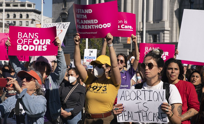 Protest against the Supreme Court's overturning of the Roe vs. Wade abortion-rights ruling in San Francisco, the U.S., June 24, 2022