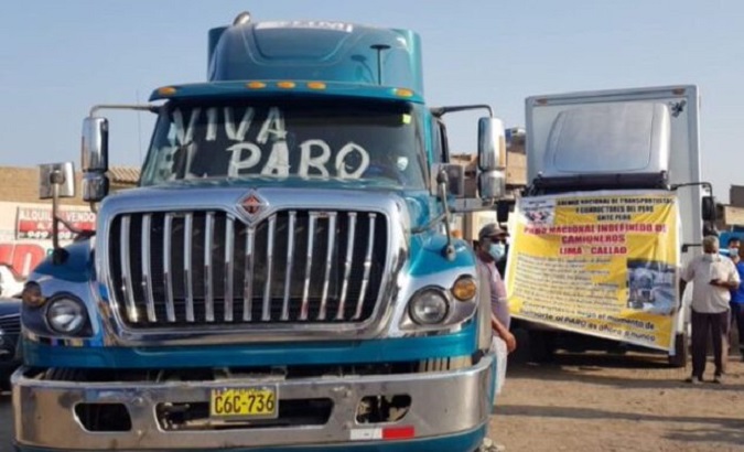 Freight carriers on strike, Peru, June 27, 2022.