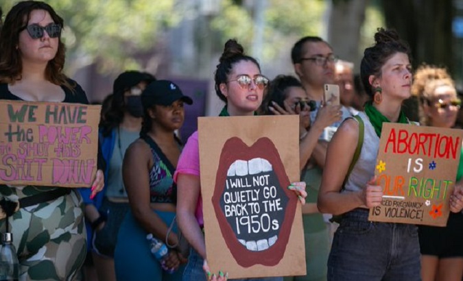 Protest against the U.S. Supreme Court's decision to overturn federal abortion protections, Los Angeles, U.S., June 26, 2022.