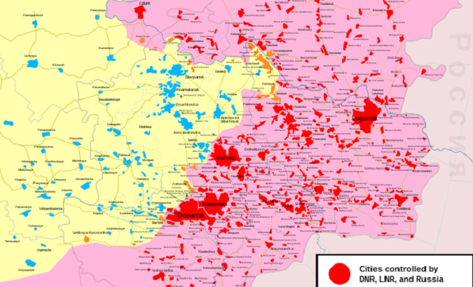 Map of the Donbass region as of June 29, 2022