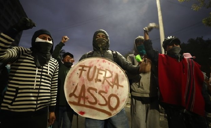 Citizens protest against President Guillermo Lasso, June 29, 2022.