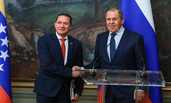 Russian Foreign Minister Sergey Lavrov and his Venezuelan counterpart, Carlos Faría. Jul. 4, 2022.