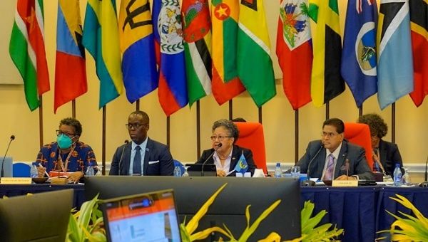 Leaders of the CARICOM in Paramaribo, Suriname, July 5, 2022.