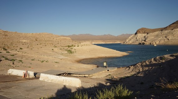 Photo taken on July 5, 2022 shows a view of the shrinking Lake Mead near Echo Bay in Nevada, the United States.