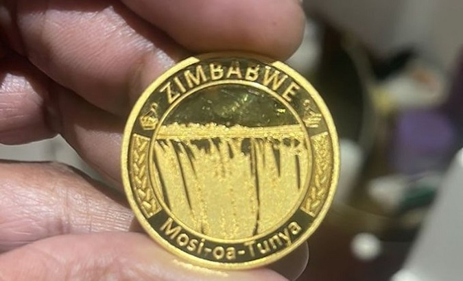 A gold coin from Zimbabwe.
