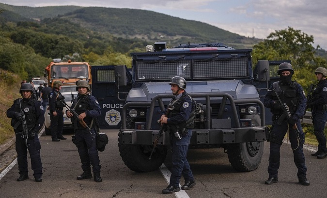 Security forces at the Kosovo border, July 31, 2022.