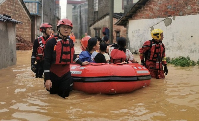Scenes from a flood in China.