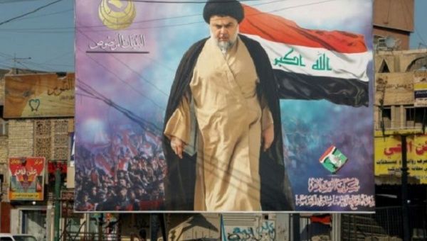 A poster of Moqtada al-Sadr in Baghdad, Iraq, 2022.