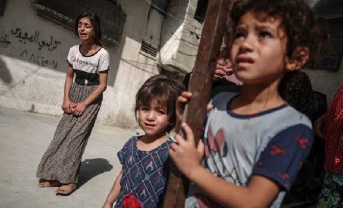 Palestinian children terrorized by Israeli bombardment, Aug. 11, 2022.