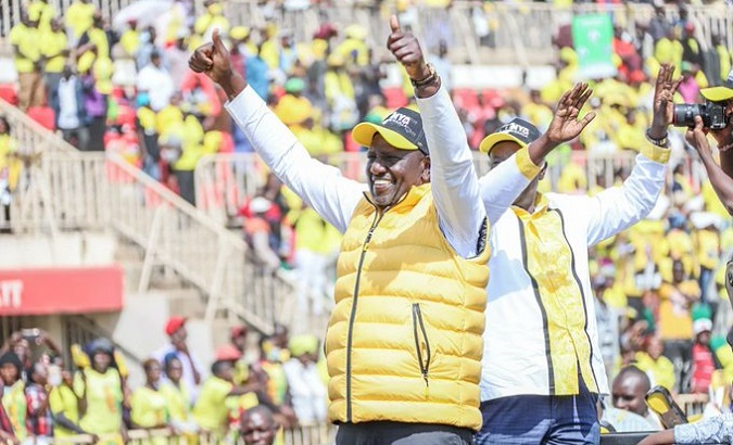 William Ruto (C) in political campaign, Kenya, Aug. 2022.