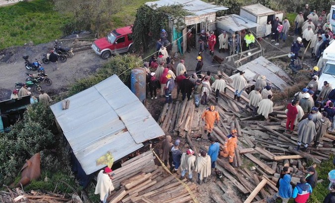 Rescue teams outside the mine, Lenguazaque, Colombia, Aug. 18, 2022.