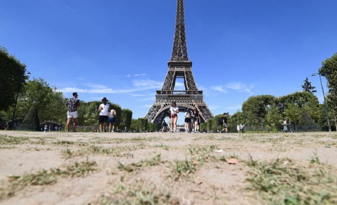Dried Champ de Mars in front of the Eiffel Tower, Paris, France, Aug. 3, 2022.