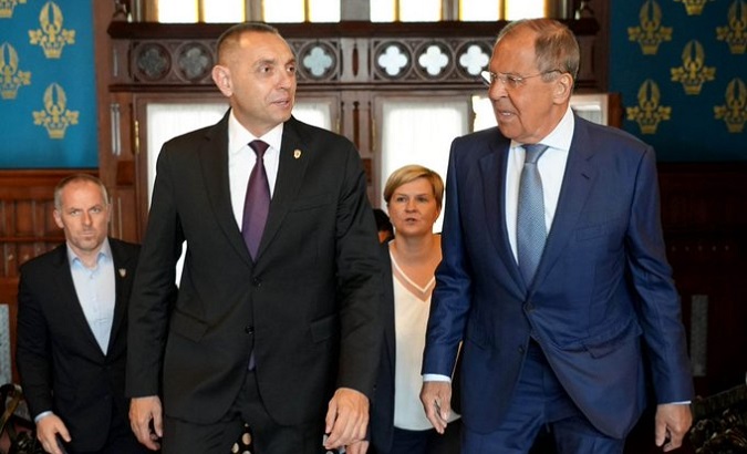 Serbia's Interior Minister Aleksandar Vulin (L) & Russian Foreign Affairs Minister Sergey Lavrov (R), Aug. 22, 2022.
