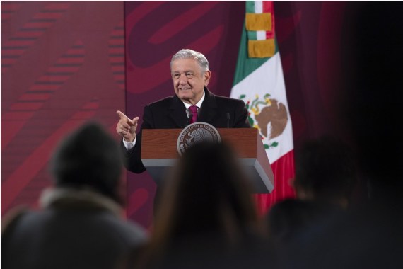 Mexican President Andres Manuel Lopez Obrador speaks during his morning press conference at the National Palace, in Mexico City, capital of Mexico, on Jan. 10, 2022.