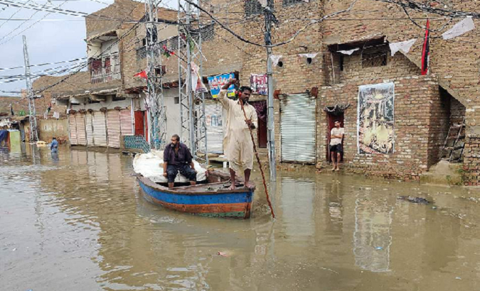 Flooded village in Pakistan, Aug. 24, 2022.