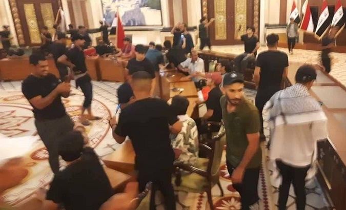 Protesters inside the Presidential Palace, Baghdad, Iraq, Aug. 29, 2022.