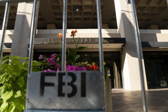 Photo taken on Aug. 16, 2022 shows the Federal Bureau of Investigation (FBI) headquarters behind security fencing in Washington, D.C., the United States.