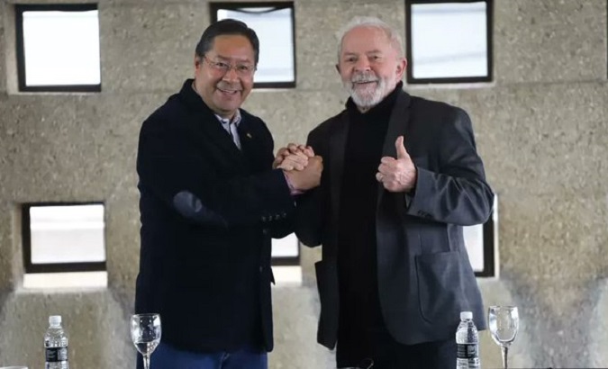Bolivia's President Luis Arce (L) & Lula da Silva (R), Sao Paulo, Brazil, Sept. 5, 2022.