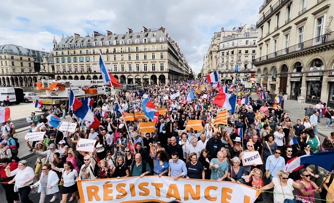 Protest against the EU policies and inflation, Paris, France, Sept. 3, 2022.