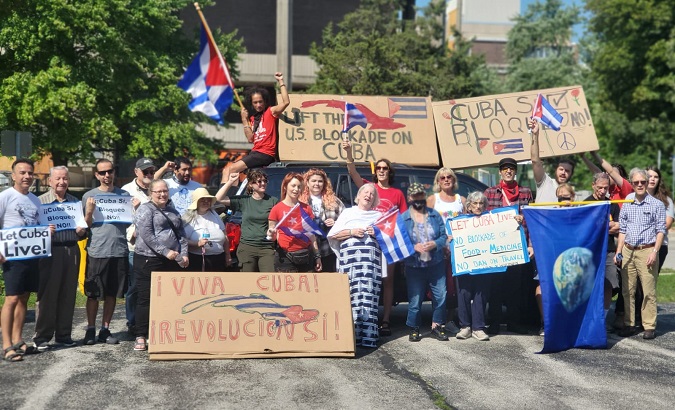 People demanding the end of the blockade, Milwaukee, U.S., Aug. 22, 2022.