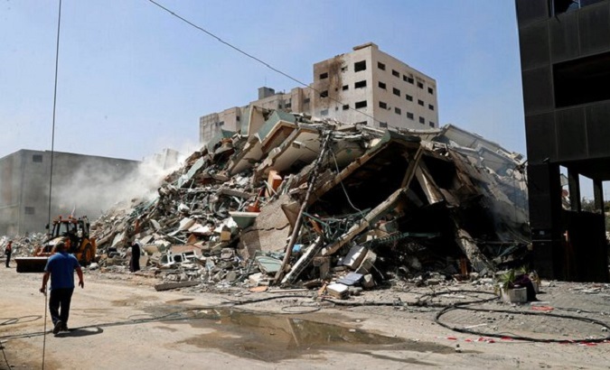 Ruins of buildings destroyed by Israeli bombing, 2022.