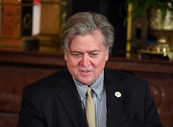 File photo taken on Feb. 13, 2017 shows then White House Chief Strategist Stephen Bannon at the White House in Washington D.C., the United States.