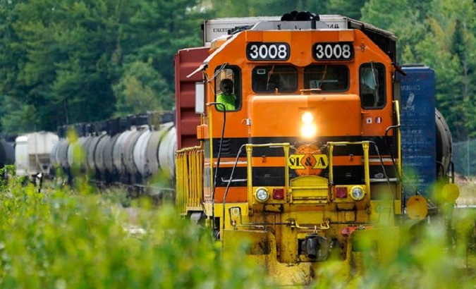 A freight train in Auburn, U.S., Sept. 7, 2022.