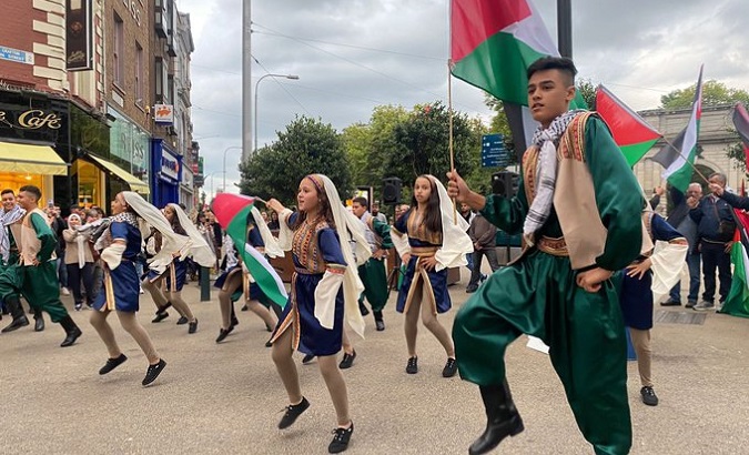 Palestine kids performing a folk dance (Dabke) in Dublin, Ireland, Sept. 15, 2022.