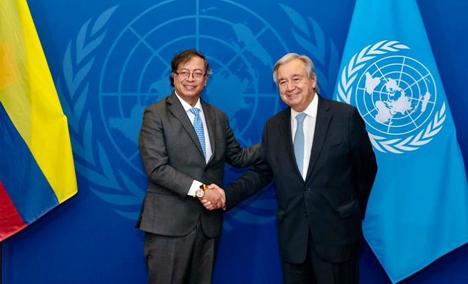 Colombia's President Gustavo Petro (L) & UN Secretary Antonio Guterres, New York, U.S., Sept. 19, 2022.