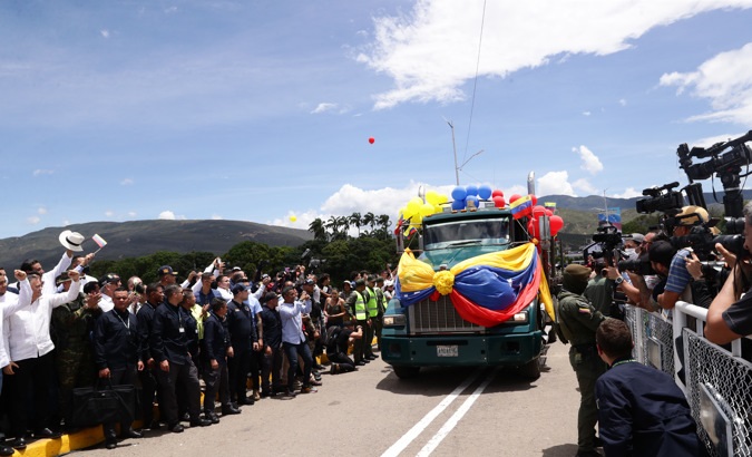 A truck at the Simon Bolivar international bridge, Sept. 26, 2022.
