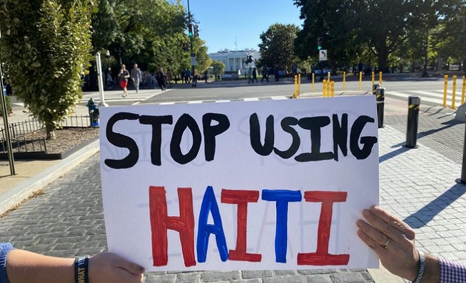 U.S. activists protesting against a foreign intervention in Haiti, Oct. 10, 2022.