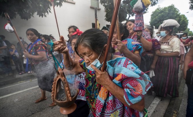 Indigenous peoples' protest in Guatemala City, Guatemala, Sept. 12, 2022.